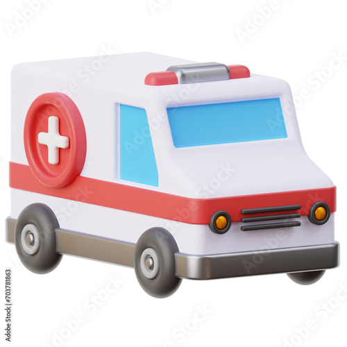 PNG 3D ambulance icon isolated on a white background 