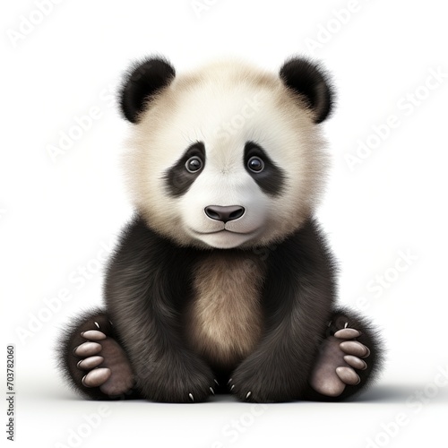 An adorable baby panda sitting down