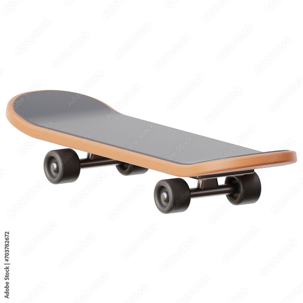 PNG 3D skateboard icon isolated on a white background
