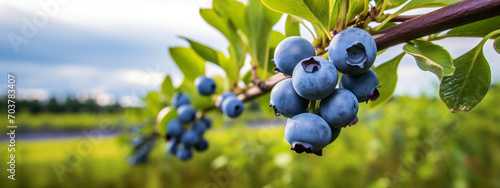 blueberries ripe on the branch.Generative AI