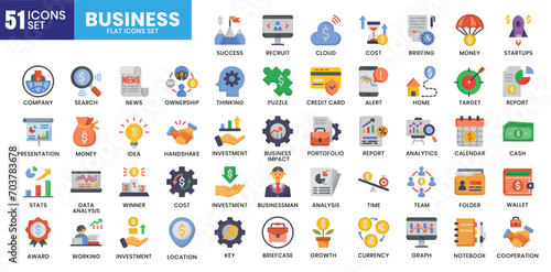 Business icons bundle. Flat icon style. Vector illustration.