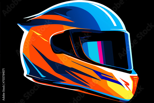 Kart racer's full-face helmet. vektor illustation