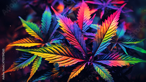 cannabis or marijuana multicolored leaf.Generative AI