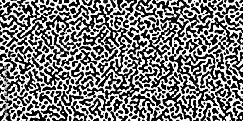 Abstract Turing organic wallpaper with background. Turing reaction diffusion monochrome seamless pattern with chaotic motion. Natural seamless line pattern. Linear design with biological shapes. 