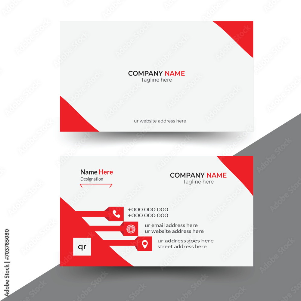 Vector business card template. Visiting card for business and personal use. Vector illustration design. Red and white combination. Vector business card template. Visiting card for business and personal use. Vector illustration design. Red and white combination.