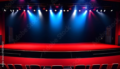 stage with red curtains and spotlights