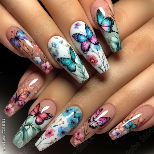 nails with butterflies