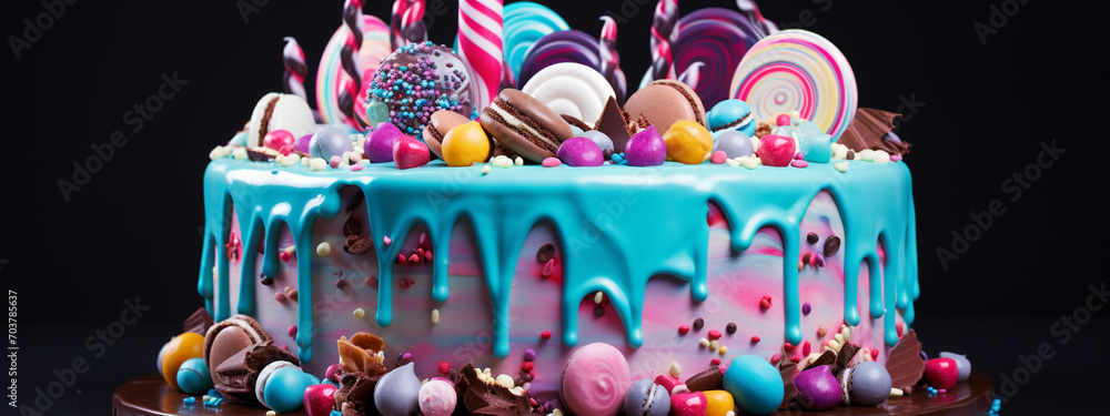Naklejka premium delicate, beautiful, delicious holiday cake.Generative AI