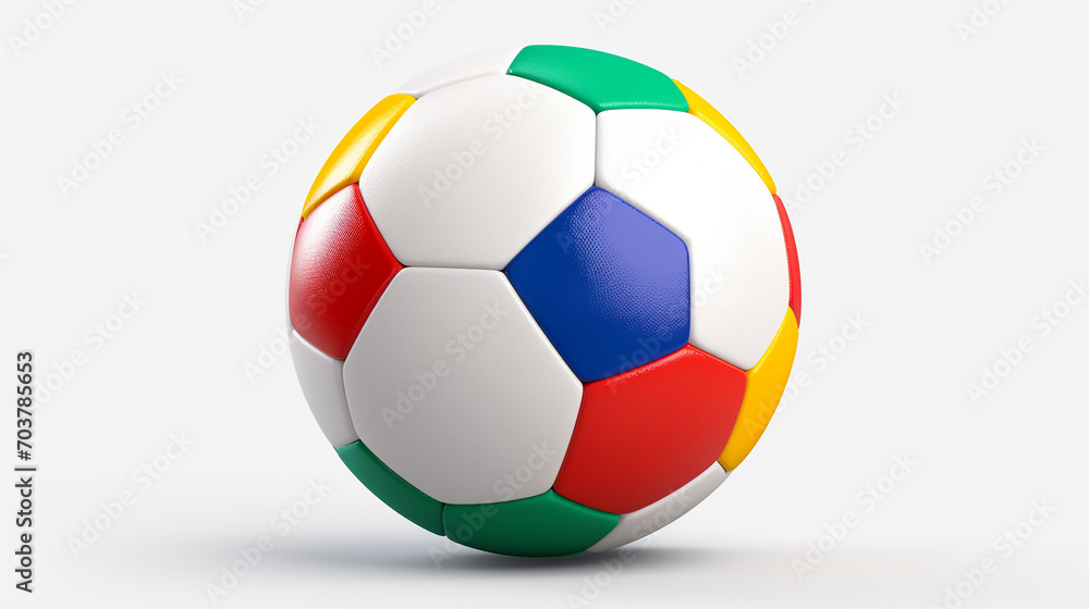 Vibrant Victory: Colorful Soccer Ball in Clean Isolation - 3D Rendering
