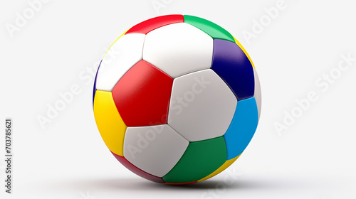 Dynamic Elegance  3D Render of a Clean  White Background with Colorful Soccer Ball