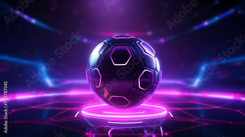 Luminous Game  Futuristic Football with Neon Glowing Against a Cyber Background