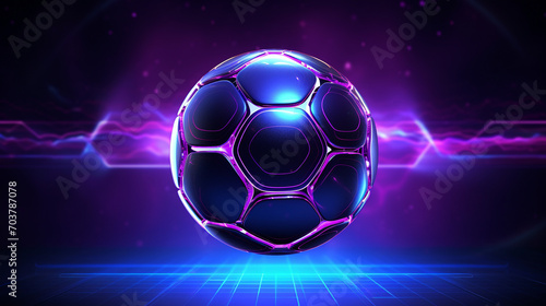Neon Kick: Cyber Futuristic Soccer Ball with Glowing Aura © Maximilien
