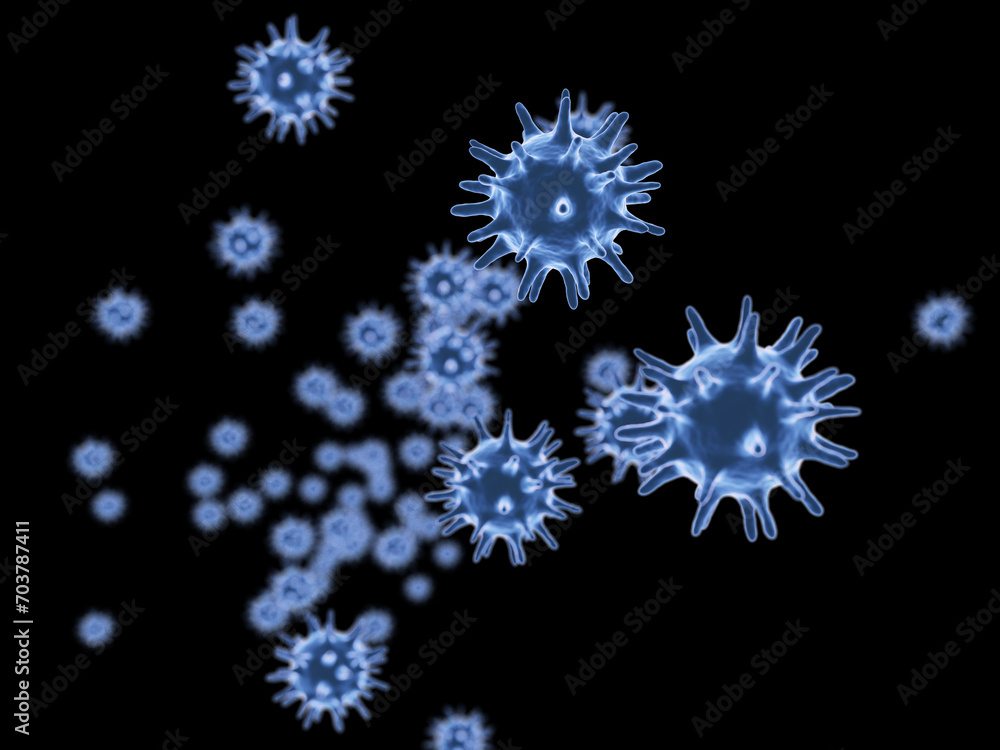 3d render of flu virus spreading in the air for health and flu concept. 3d render of flu virus spreading in the air for health and flu concept.
