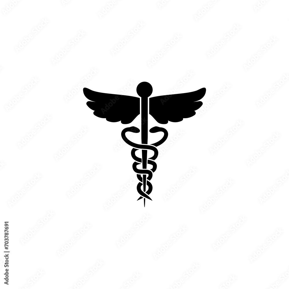 Caduceus Medical Snake Logo Icon isolated on white background Caduceus Medical Snake Logo Icon isolated on white background