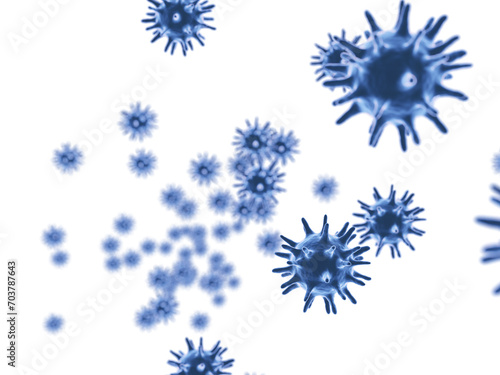 3d render of flu virus spreading in the air for health and flu concept.