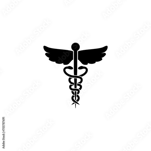 Caduceus Medical Snake Logo Icon isolated on white background