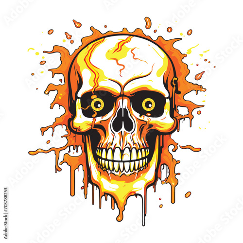 Skull in orange color splash photo