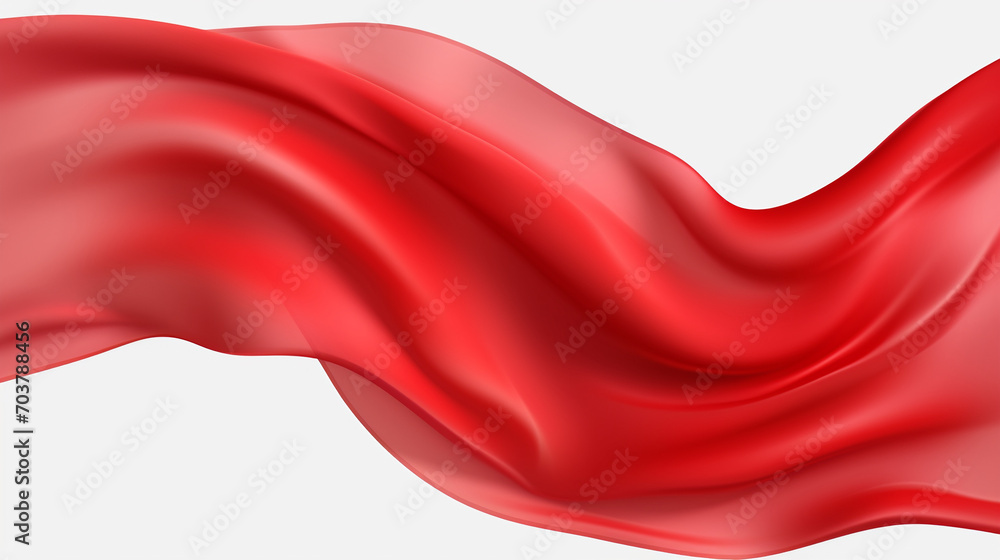 Satin Symphony: Waving Red Silk Cloth Isolated on Transparent PNG