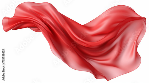 Dynamic Drapery: Flying Red Silk Fabric with Transparency