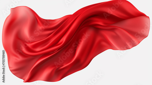 Elegance in Motion: Flying Red Silk Fabric on Transparent Background