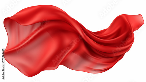 Elegance in Motion: Flying Red Silk Fabric on Transparent Background