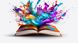 Fantasy Colorful Brain Splash: Liquid Color Design Emerging from a Book