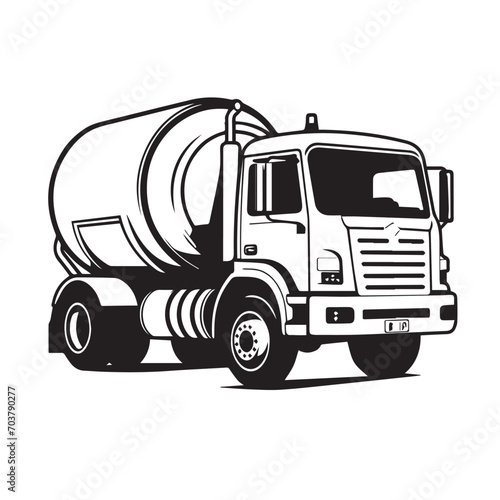 Concrete mixer truck in cartoon, doodle style. Isolated 2d vector illustration in logo, icon, sketch style, Eps 10, black and white. AI Generative