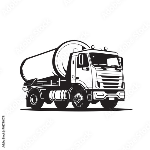 Concrete mixer truck in cartoon, doodle style. Isolated 2d vector illustration in logo, icon, sketch style, Eps 10, black and white. AI Generative