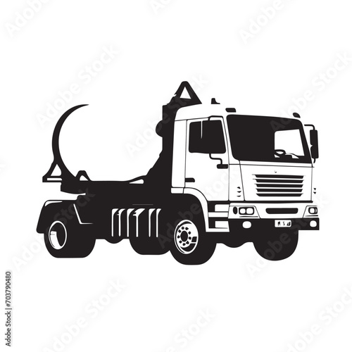 Concrete mixer truck in cartoon, doodle style. Isolated 2d vector illustration in logo, icon, sketch style, Eps 10, black and white. AI Generative