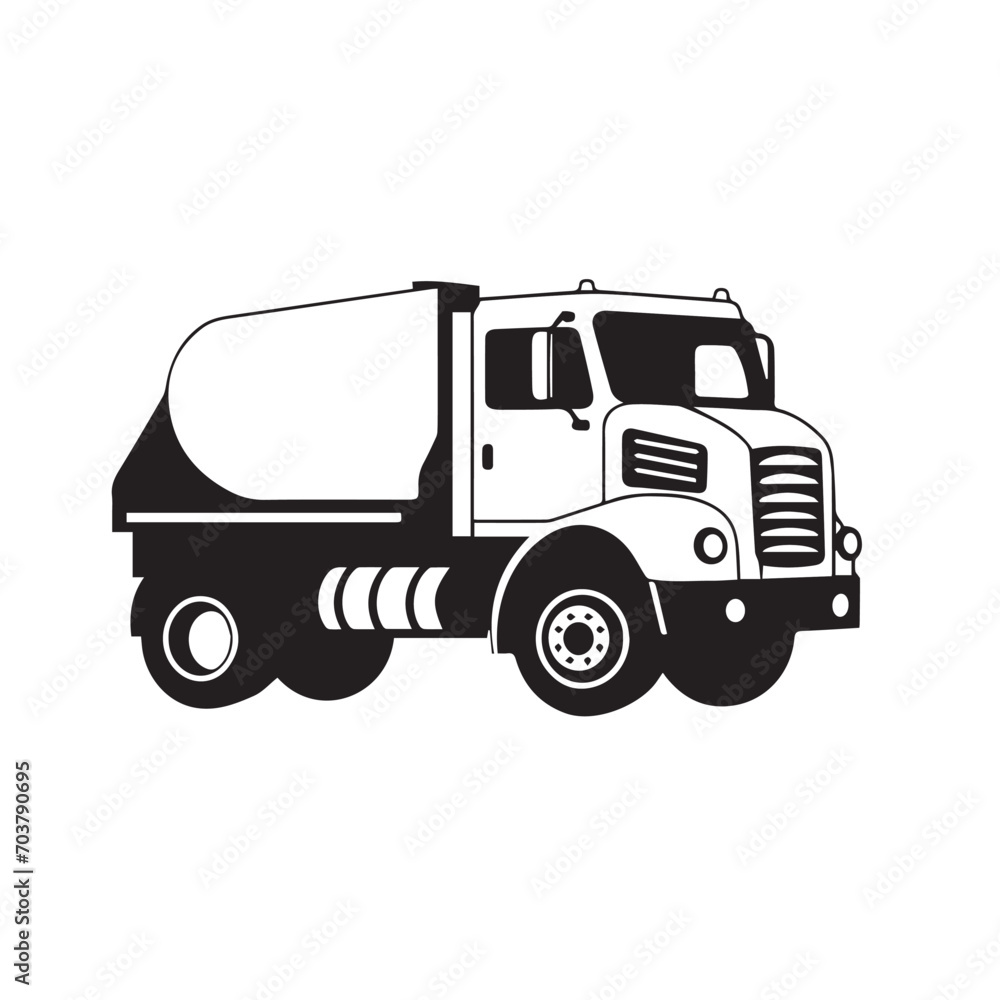 Concrete mixer truck in cartoon, doodle style. Isolated 2d vector illustration in logo, icon, sketch style, Eps 10, black and white. AI Generative