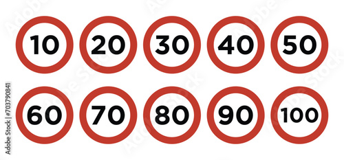 speed limit sign on white background.