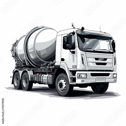 Concrete mixer truck in cartoon, doodle style. Isolated 2d vector illustration in logo, icon, sketch style, Eps 10. AI Generative