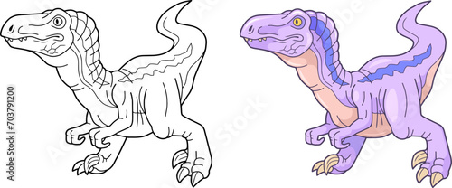 prehistoric dinosaur velociraptor, coloring book