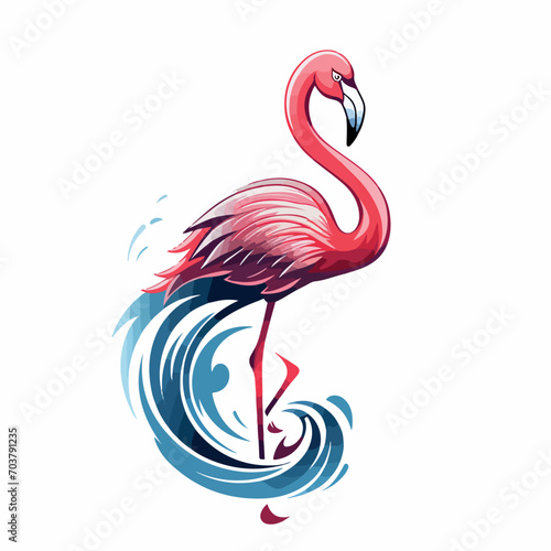 Flamingo in cartoon, doodle style. Isolated 2d vector illustration in logo, icon, sketch style, Eps 10. AI Generative