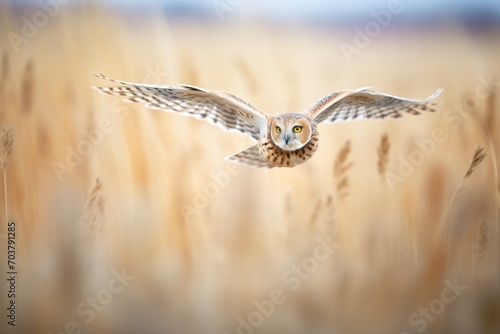 eye-level shot of a harrier in a meadow