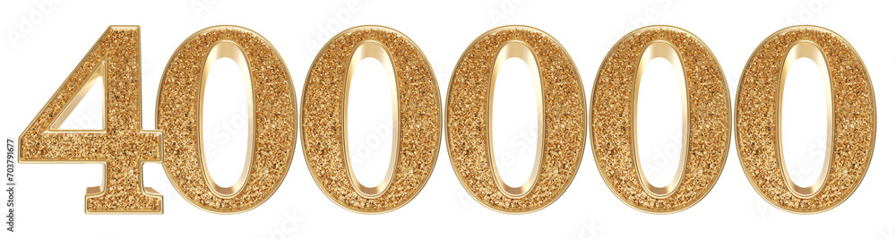 400k follower gold 3d number render