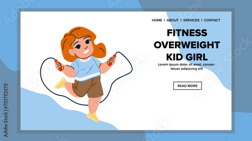 fat fitness overweight kid girl vector. obese children, weight body, little malnutrition fat fitness overweight kid girl web flat cartoon illustration