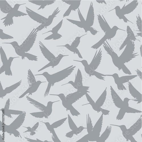 Seamless pattern with flying hummingbirds