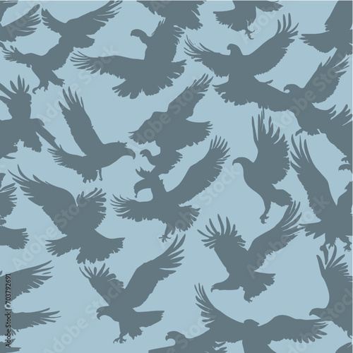 Seamless pattern with flying eagles
