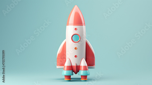 Space Explorer: Isolated Toy Rocket in Striking 3D Rendering