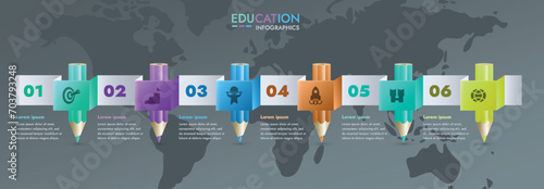 This infographic image has a modern design. This template can be used for presentations, websites or banners to visually represent ideas, strategies or information processes.