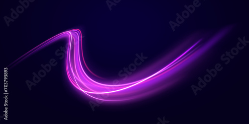 Luminous blue lines png of speed. Light glowing effect. LED glare tape. Futuristic dynamic motion technology. horizontal light rays. Abstract vector fire circles, sparkling swirls and energy light spi photo