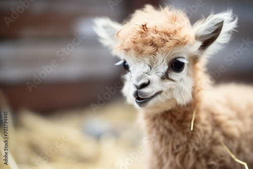 fluffy baby llama with big eyes © primopiano