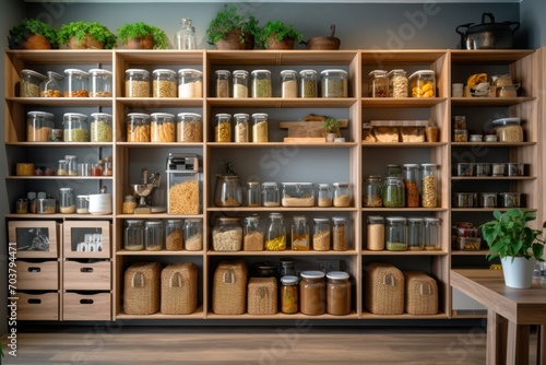 home storage area organize management home interior design pantry shelf and storage for store food and stuff in kitchen home design photo