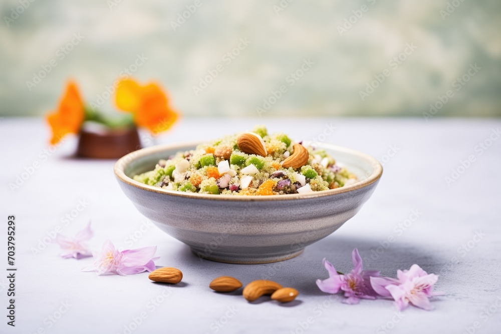 a bowl of mixed nuts coated with cannabis-infused sugar a bowl of mixed nuts coated with cannabis-infused sugar