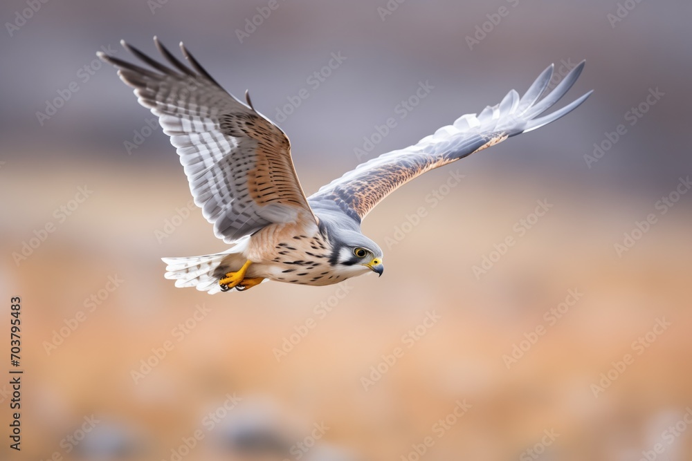 Fototapeta premium merlin with outstretched wings catching wind currents
