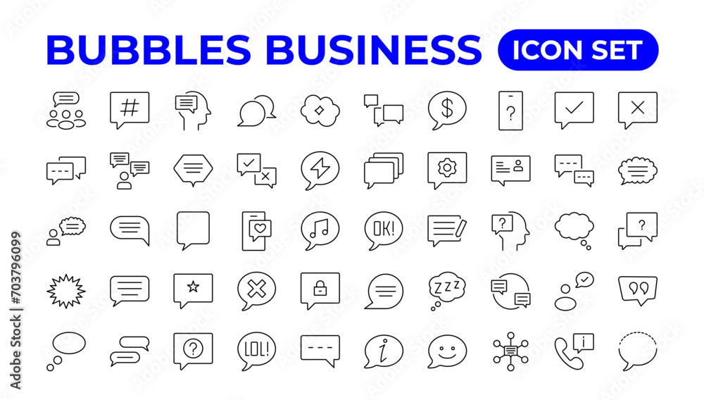 Speech bubbles icon set.Bubbles Business icon.Outline icon collection.