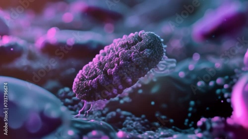 Bacteria in a petri dish close-up macro biology animation photo