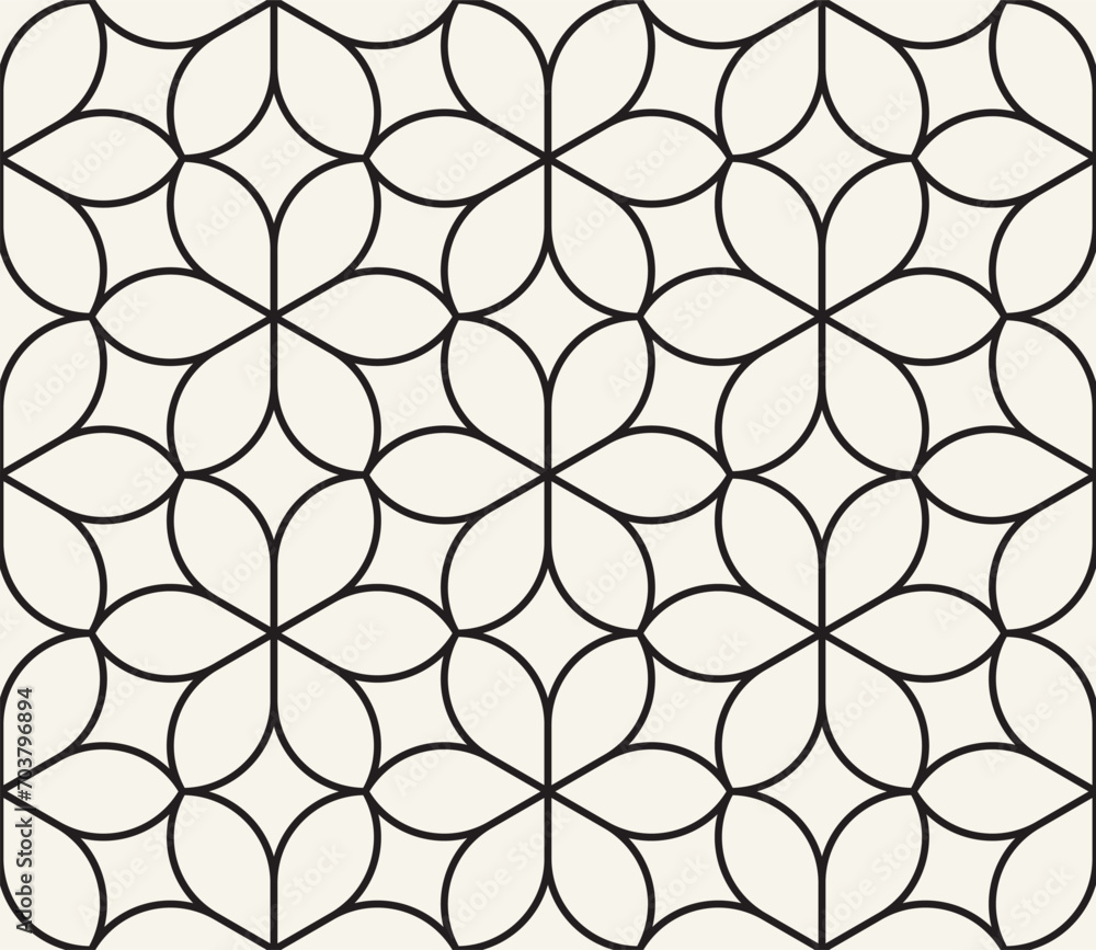 Vector seamless pattern. Repeating geometric elements. Stylish monochrome background design.