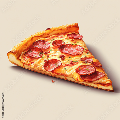 pepperoni pizza slice. Fast food Illustration. Photorealistic